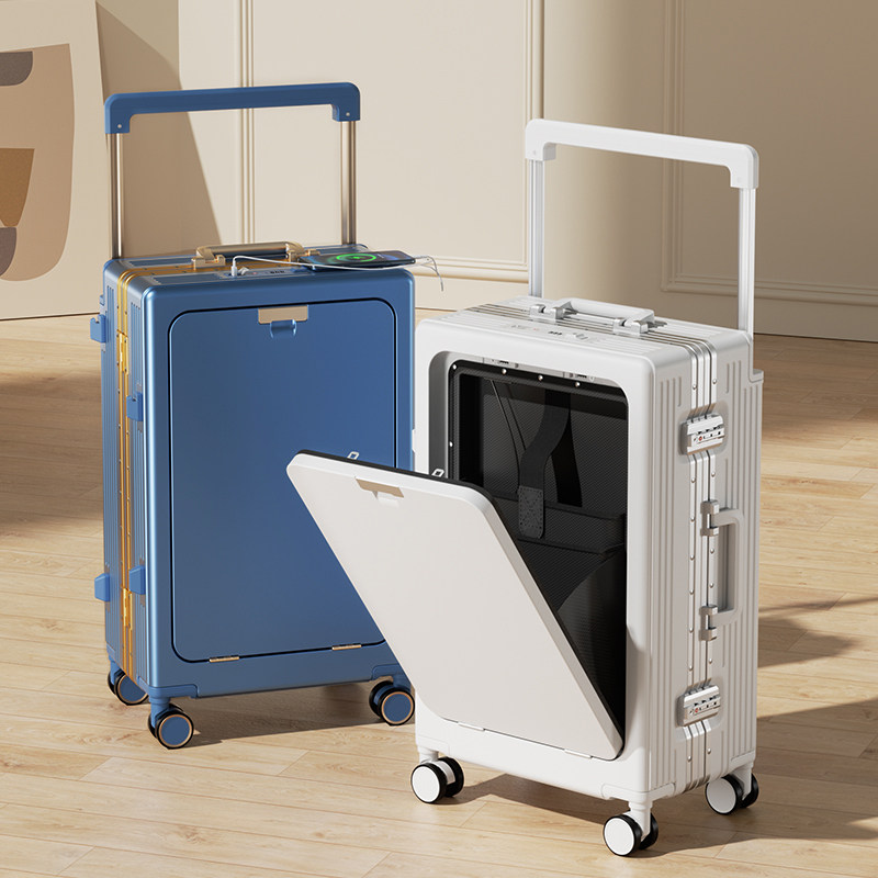 璐思迪宽拉杆行李箱前置开口旅行箱多功能商务电脑箱包登机箱男女