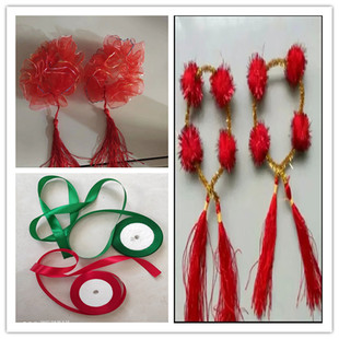 儿童演出红灯笼喜庆服手花腕花男女中国结喜庆服纱头饰丝带头绳花