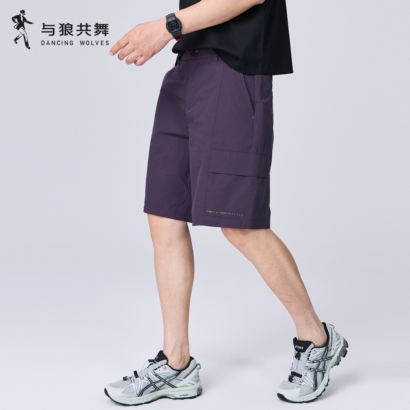 【多口袋】与狼共舞休闲短裤男2026夏季新款松紧腰百搭休闲五分裤