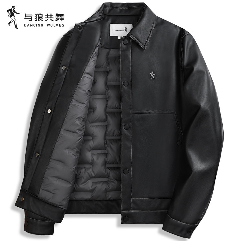 【鹅绒内胆】与狼共舞PU夹克男