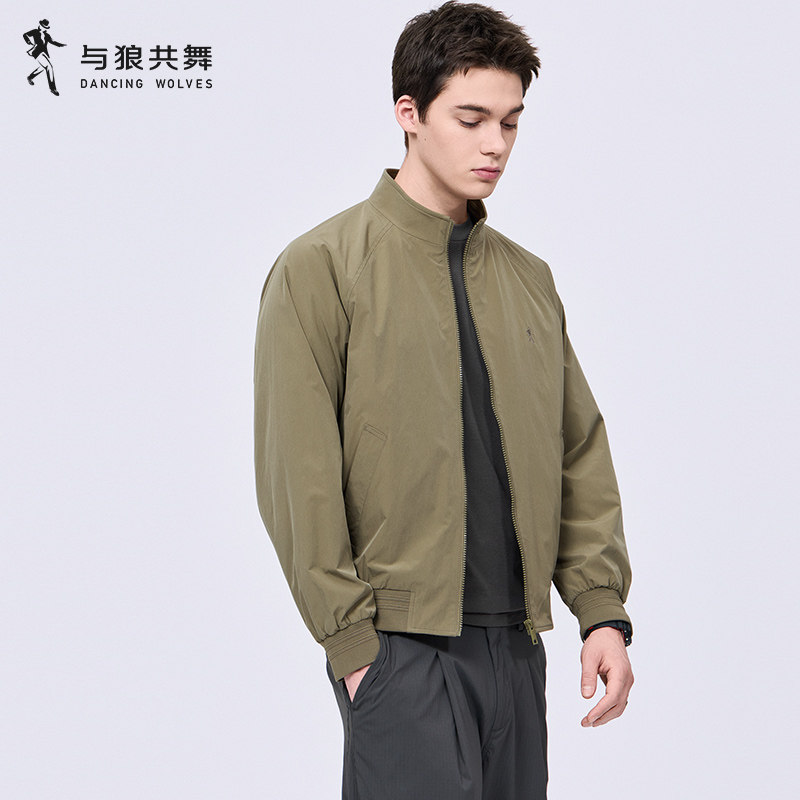 与狼共舞秋季防风立领飞行员夹克