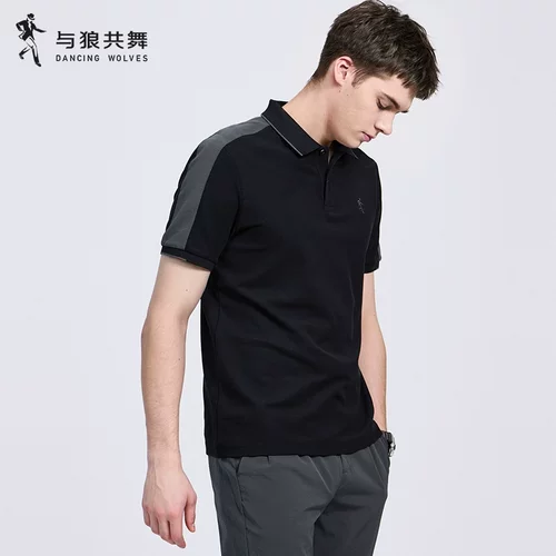 【7A抗菌】与狼共舞刺绣翻领短袖