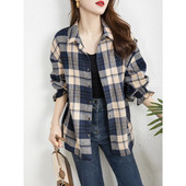 子衬衫 女款 2023新款 英伦风格 磨毛长袖 上衣复古通勤叠穿外搭衬衣潮