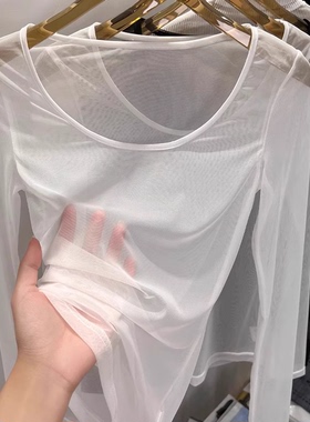 黑色网纱罩衫女装新款低领小个子2025t恤性感蕾丝内搭夏季上衣