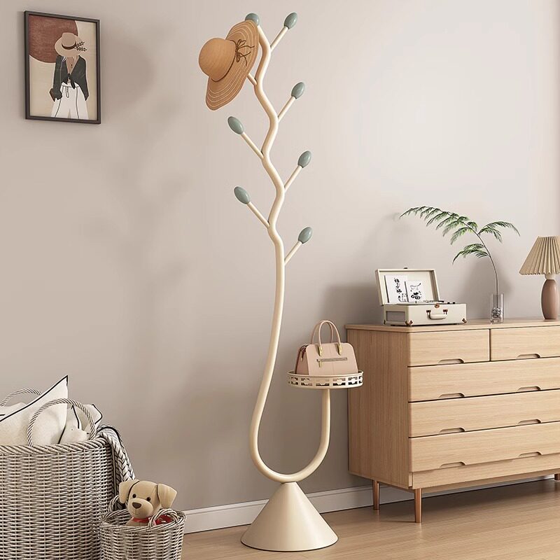 奶油风衣架卧室落地挂衣架用立式铁艺置物架高级艺术衣帽架,收纳整理,衣帽架,淘宝优惠券,粉丝福利购,淘宝优惠卷