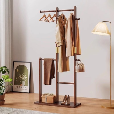 实木挂衣架落地卧室家用衣帽架中式房间小型不占空间挂衣服的架子