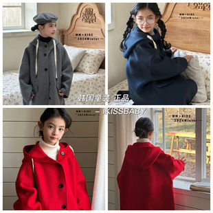 MM潮牌男童女童波拉bora2024韩国童装冬季新款亲子双面羊绒大衣