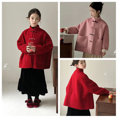 MM新款中国风盘扣双面羊绒大衣