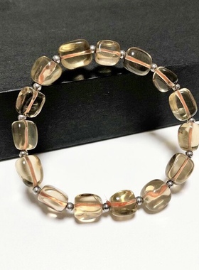 S254# 天然黄水晶随形单圈手链 7.5*9.5mm左右 重16.21克