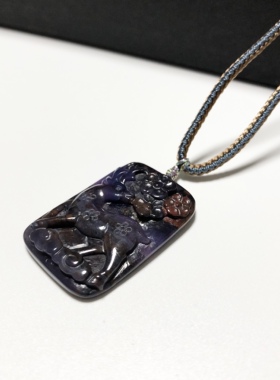 D666# 天然老矿料舒俱来苏纪石梅花鹿一路有你吊牌吊坠 重8.76克