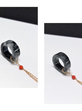 D706# 新疆和田玉墨玉青花玉甜甜圈吊坠 可选