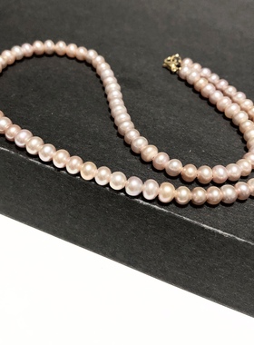 D739# 天然淡水珍珠项链双圈手链两用款4.5mm 极光粉baby锁骨链