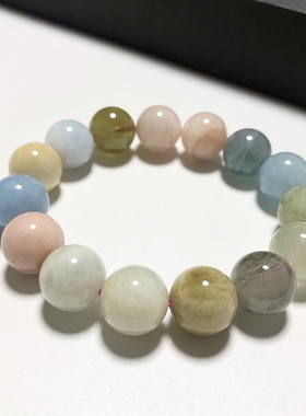 S1031# 天然摩根石绿柱石水晶手串14mm