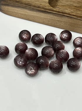 [DIY]天然双猫眼紫锂云母单珠散珠12mm