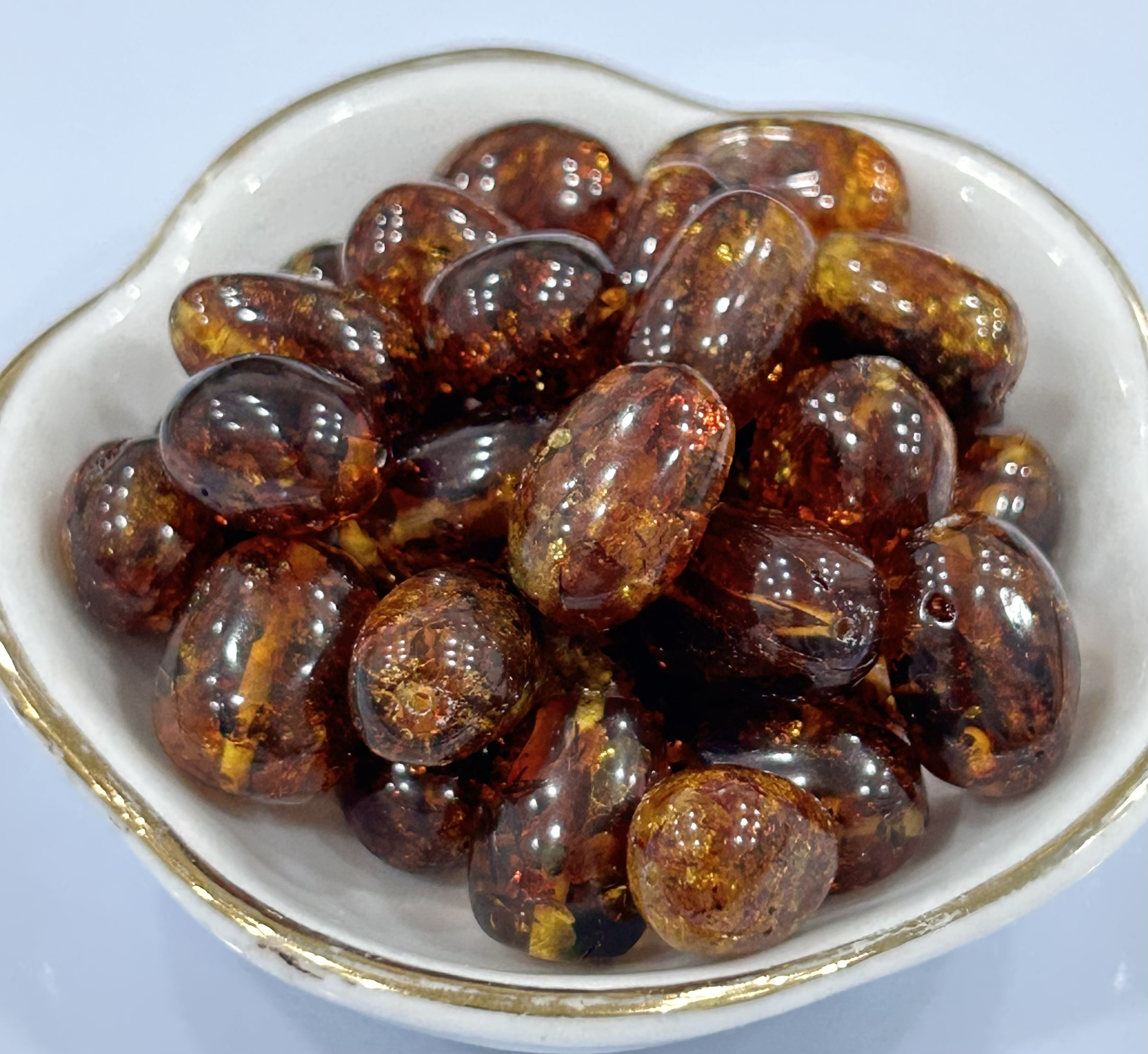 [DIY]天然琥珀蜜蜡之花珀桶珠糖豆 单珠散珠 3克价