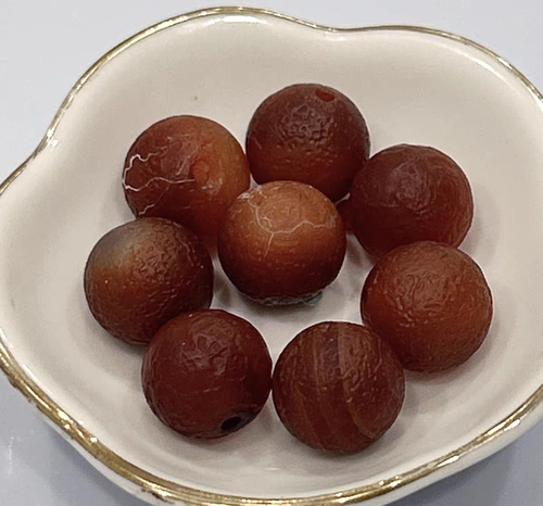 [DIY]天然阿拉善戈壁滩缠丝老玛瑙单珠散珠13mm 2颗