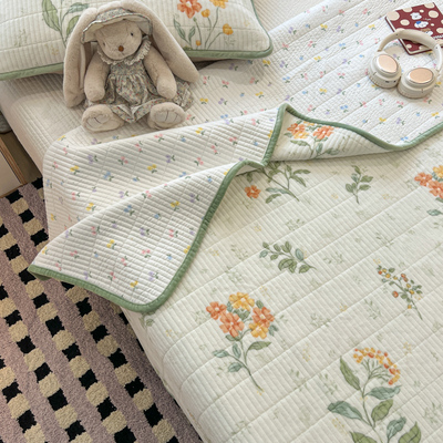 有态度冬季双层纱牛奶绒床盖三件套夹棉绗缝榻榻米床单防滑可机洗