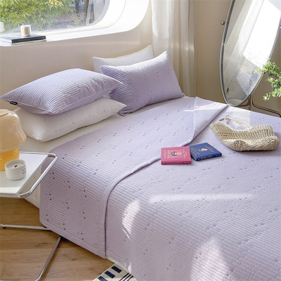 有态度夹棉绗缝双面纯棉床盖三件套全棉纯色床单件榻榻米垫子四季