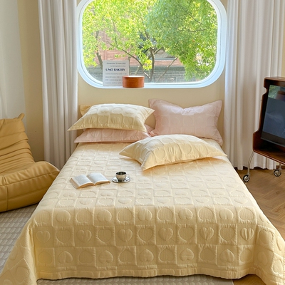 有态度高端双面莱赛尔天丝夹棉绗缝床盖三件套加厚榻榻米床单四季