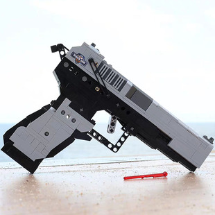 中国积木枪M23手枪带弹射可发射子弹组装拼装益智儿童玩具枪模型