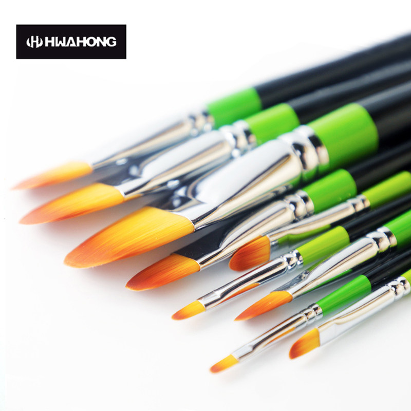 982遮瑕刷画笔水彩笔油画笔刷丙烯画笔水粉化妆刷6号平头笔马毛遮