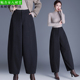 毛呢九分裤 宽松显瘦通勤保暖松紧腰休闲灯笼裤 女秋冬2025新款 时尚