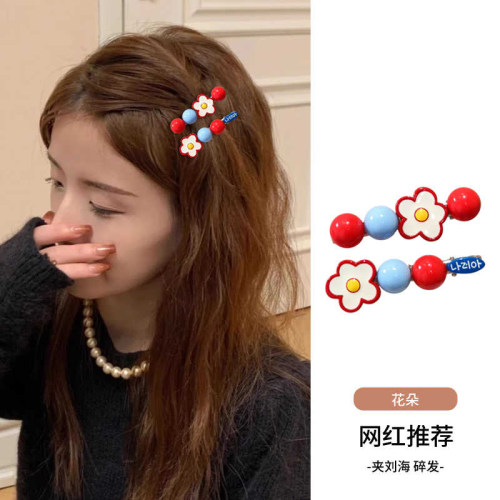 花朵发夹女边夹甜美前额发卡一字