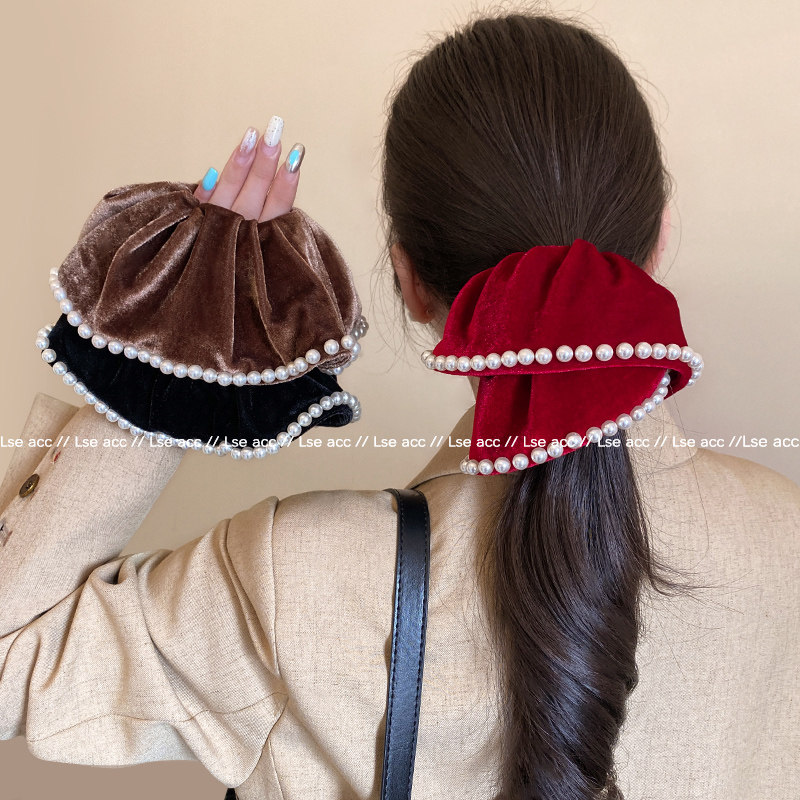 丝绒超大号高级感珍珠大肠发圈