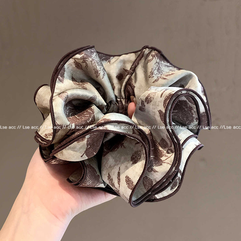 荷叶边复古玫瑰印花肥肠圈