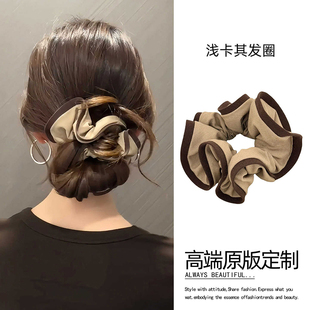 韩系大肠发圈超大头花卡其色发绳女2026新款高级感头绳丸子头发饰