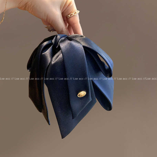 韩版简约INS黑色蝴蝶结马尾抓夹金标盘发抓发夹女高级感出勤夹子