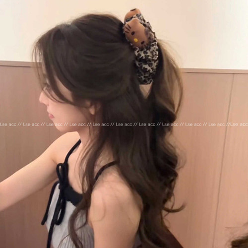 复古豹纹kt猫多层香蕉夹