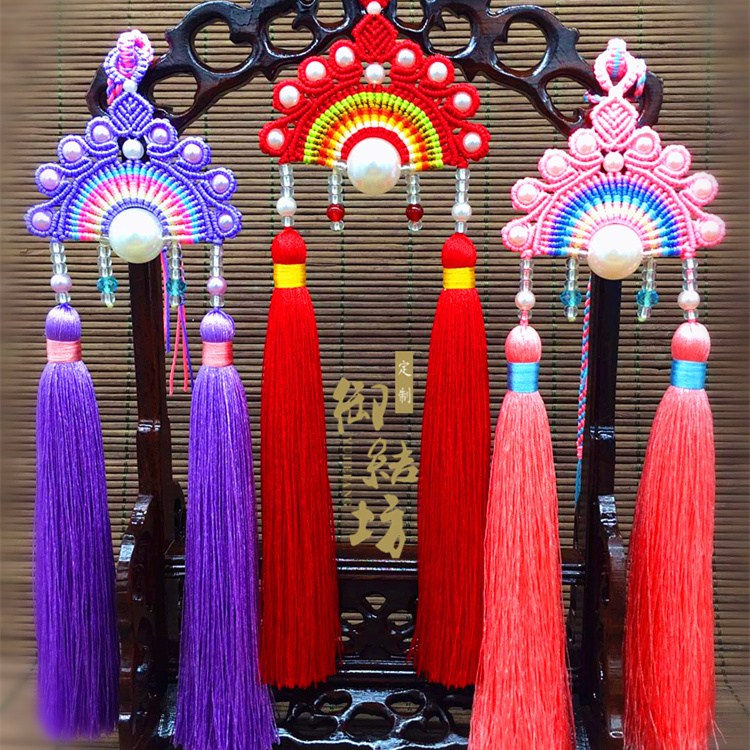 御结坊原创手工编织车挂新款凤冠花嫁饰品装饰diy挂件成品材料包