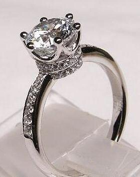 现货 群镶显钻钻石女戒指 18K白金70分求婚钻戒 拍前需联系客服