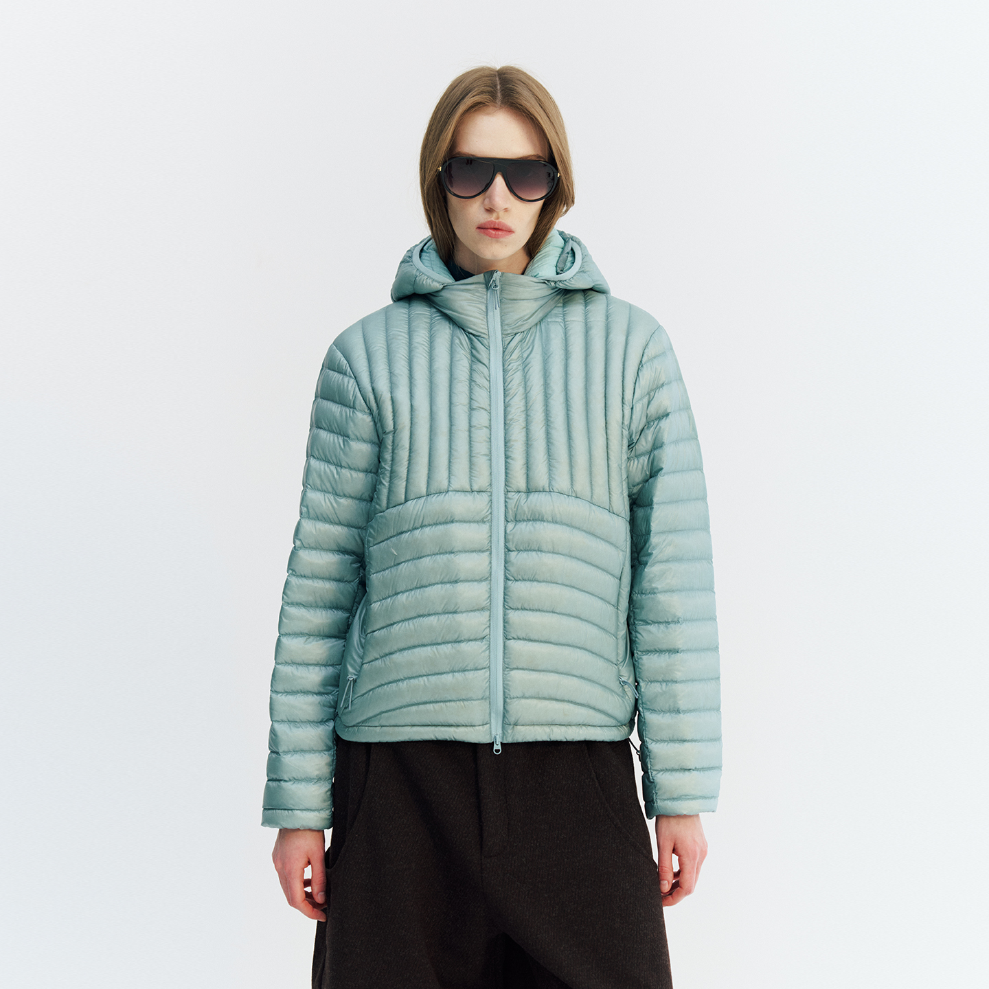 NORYBRAND户外 轻薄无胆防泼水防风90%白鸭绒连帽可拆排骨羽绒服