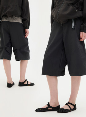 NORYBRAND 城市流动七分休闲裤 抽绳可调立体解构剪裁轻户外短裤
