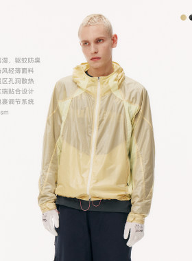 NORYBRAND 男女防晒夏亮光轻薄孔洞透气皮肤风衣户外运动防泼外套