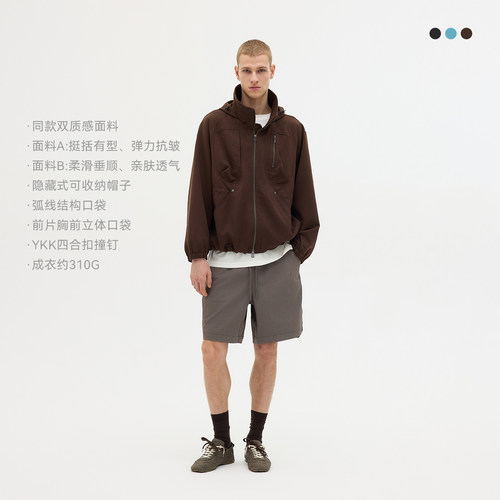 NORYBRAND 可束腰隐藏连帽弯刀夹克 连腰宽松外套