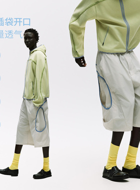 NORYBRAND 轻量透气茧型撞色大兜七分裤 大插袋休闲廓形休闲短裤