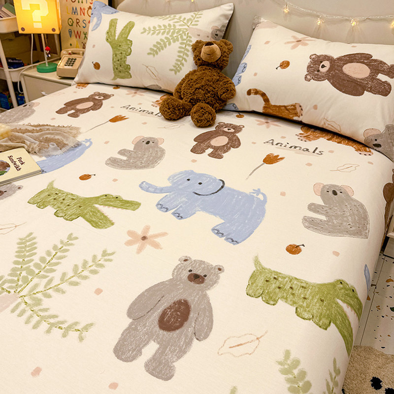 卡通纯棉床单单件100全棉儿童被单人学生宿舍1.5米床笠枕套三件套,床上用品,床单,淘宝优惠券,粉丝福利购,淘宝优惠卷