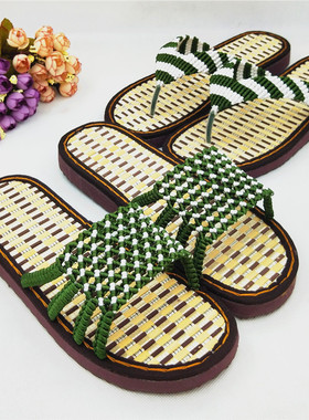 夏季男女式居家平底凉拖鞋人字拖手工编织手工成品凉鞋DIY材料包
