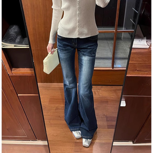 辣妹复古喇叭裤 微喇裤 牛仔裤 显瘦百搭长裤 2026春蓝色高腰修身 美式