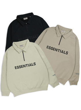 阿伦777 Fear Of God Essentials FOG胸前logo半拉链立领加绒卫衣