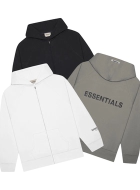 阿伦777 Fear Of God Essentials 20SS袖口反光字母拉链帽衫卫衣