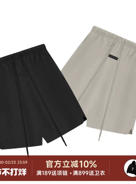 阿伦777 Fear of God Essentials 24SS Relaxed皮标logo尼龙短裤