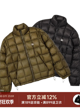 阿伦777 Stussy Midweight Puffer 25FW新款刺绣logo鸭绒羽绒服男