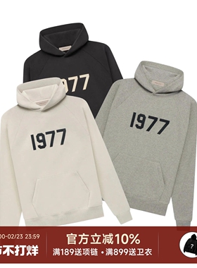 阿伦777 Fear of God Essentials 22SS植绒1977套头卫衣连帽衫男