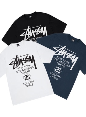 阿伦777 Stussy World Tour Tee 25SS经典世界巡游印花短袖T恤男