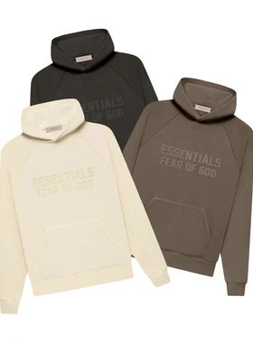 阿伦777 Fear Of God Essentials 22FW植绒压花字母套头卫衣帽衫