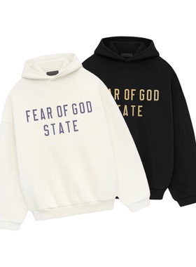 阿伦777 Fear of God Essentials Fall24曜石黑加绒套头卫衣帽衫